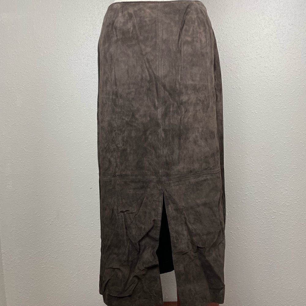 Alfani 100% Leather Brown Maxi Suede Skirt